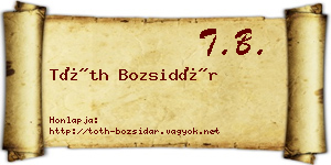 Tóth Bozsidár névjegykártya